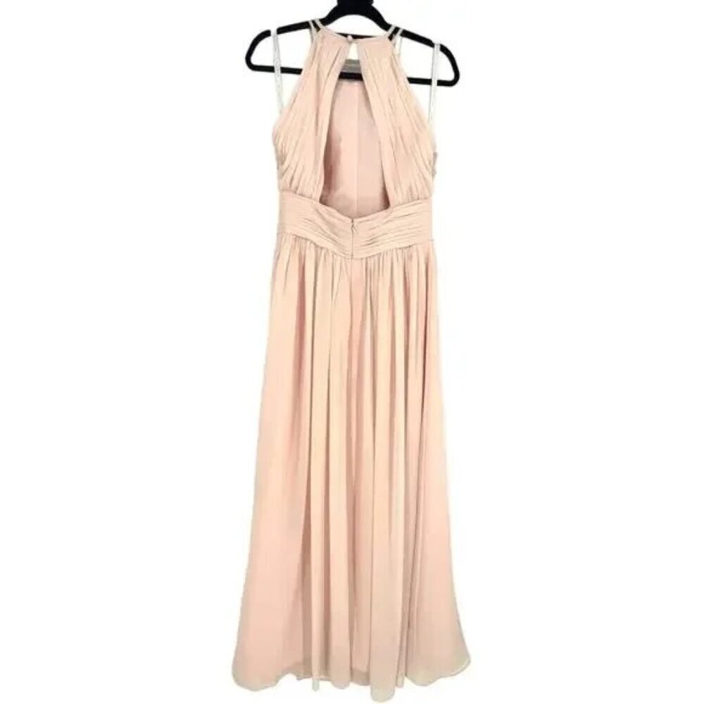 Bill Levkoff Blush Halter Chiffon Bridesmaid Dress - Picture 5 of 8